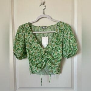 Zara floral crop shirt